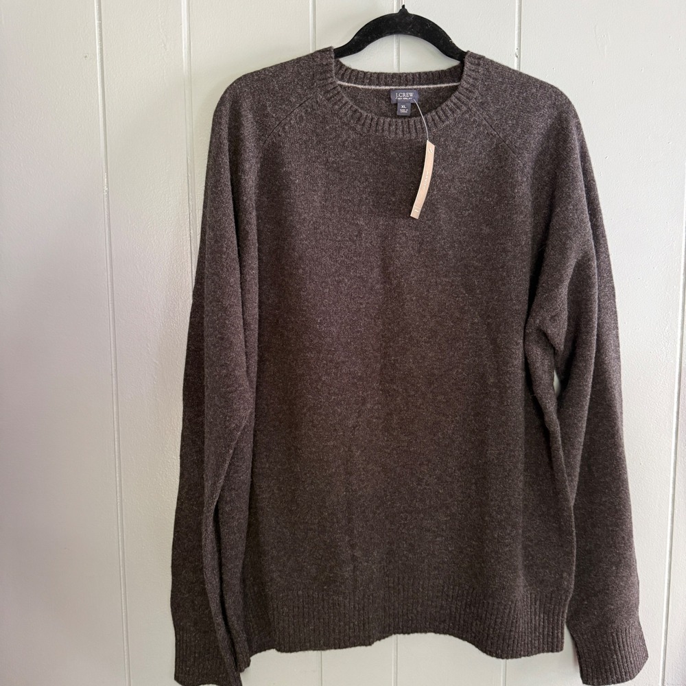 J.Crew Men's XL Heathered Grey Lambswool Crewneck Sweater NWT Deadstock Preppy